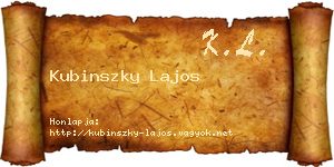 Kubinszky Lajos névjegykártya